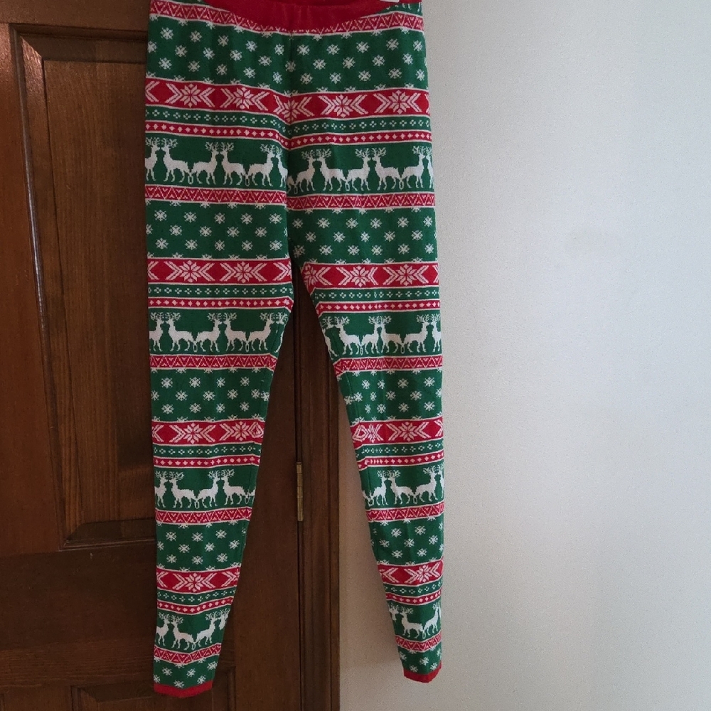Christmas Sweater Leggings, Reindeer, Red/Green 🦌 United States Sweaters, Thick